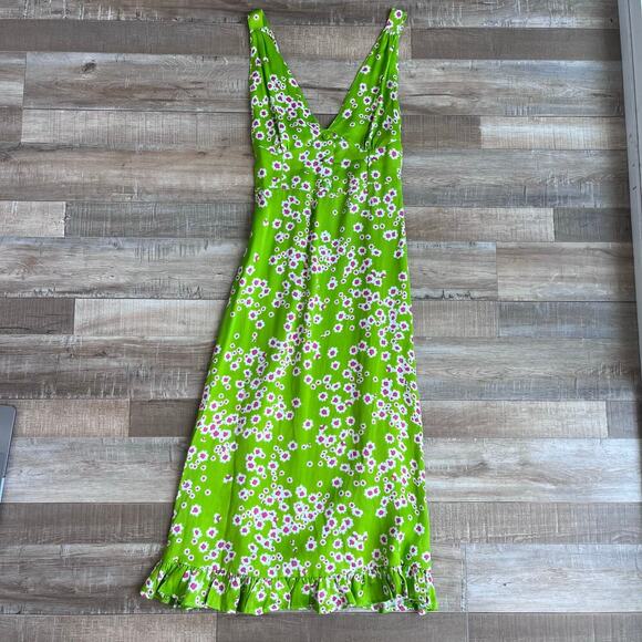 Faithfull Le Bon Floral & Apple Green Emili Dress - S - Picture 2 of 9